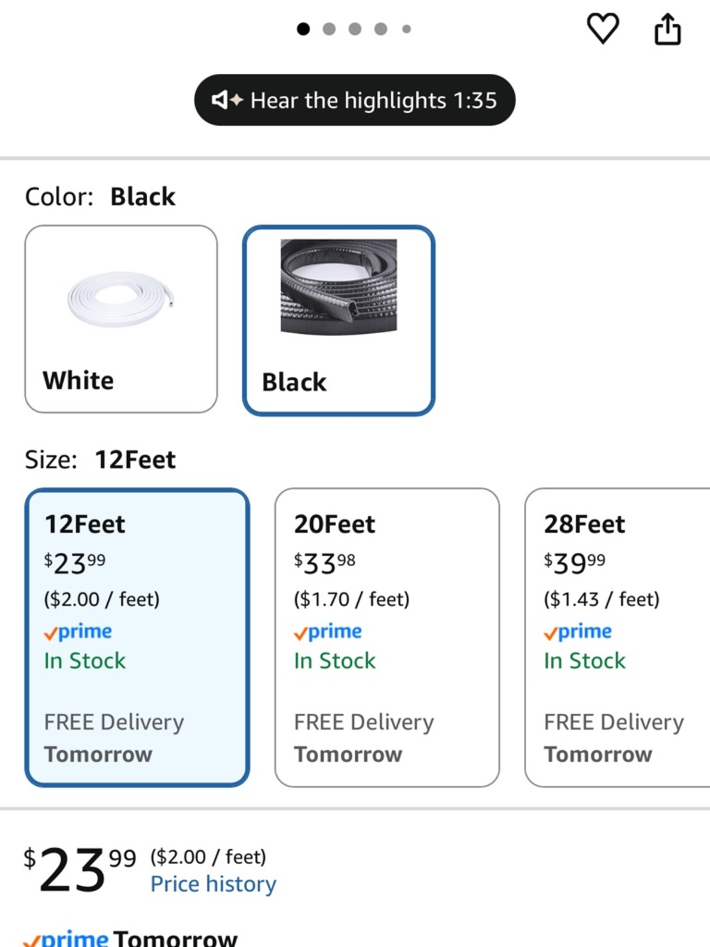 Black U-Channel Rubber Edge Trim with Steel - Protective Car Door Seal 12 feet. - Picture 2 of 4